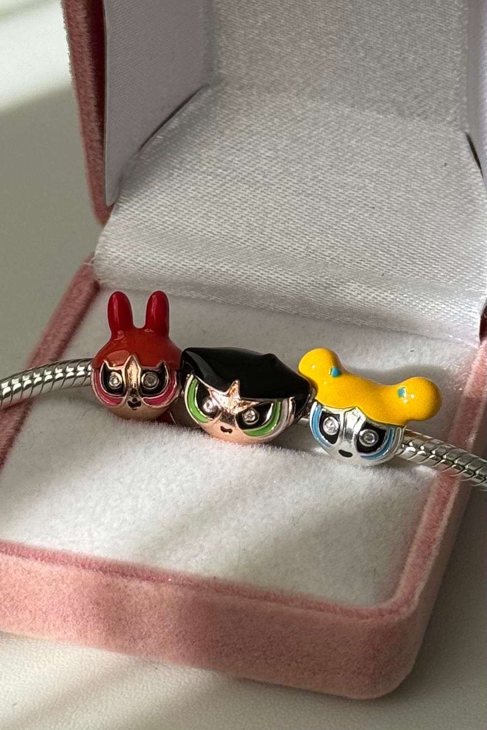 Powerpuff Girls Bubbles Charm 925 Ayar Gümüş