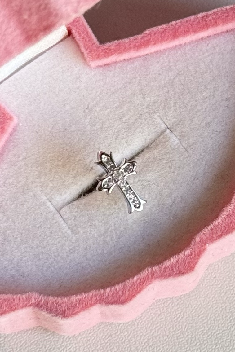 Taşlı Haç Piercing Cerrahi Çelik
