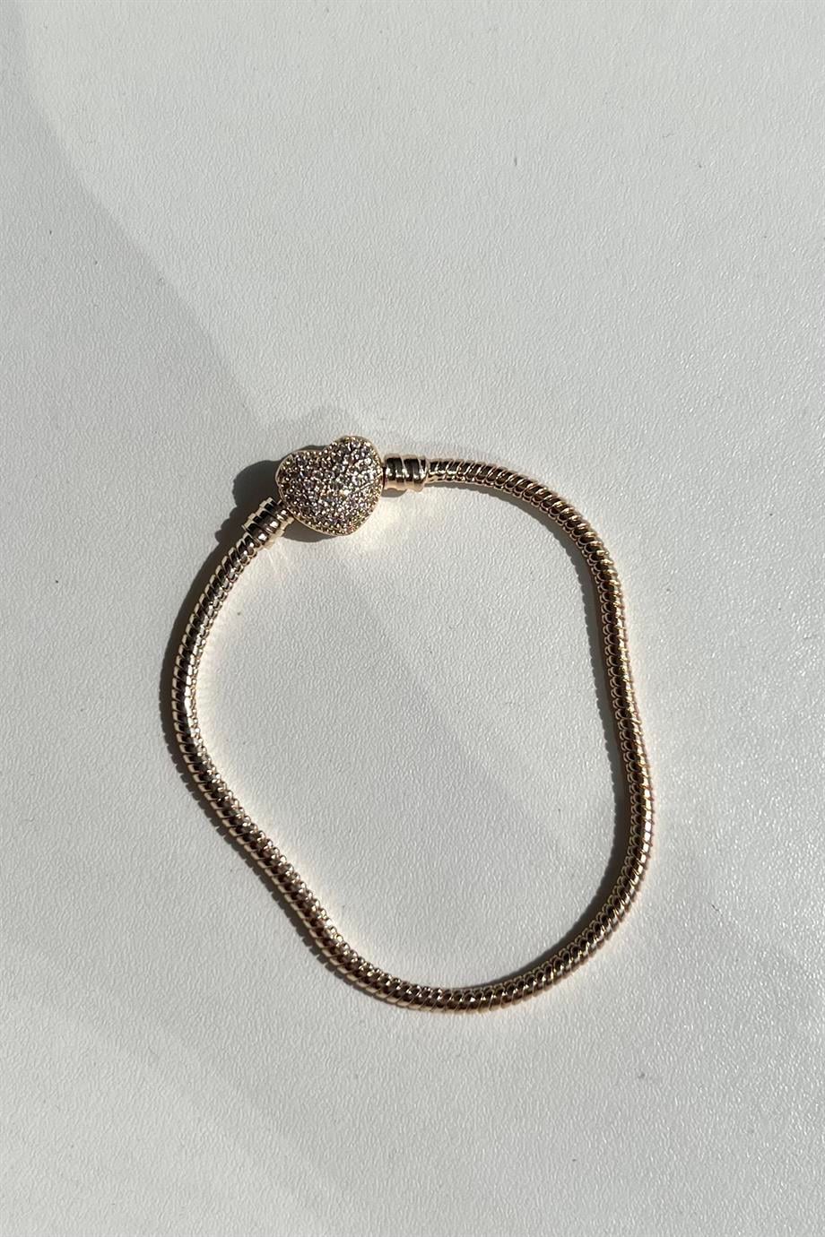 Taşlı Kalp Charm Bileklik