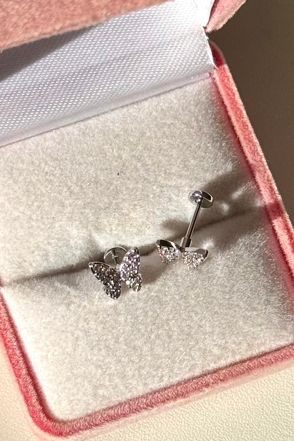 Taşlı Kelebek Piercing Cerrahi Çelik