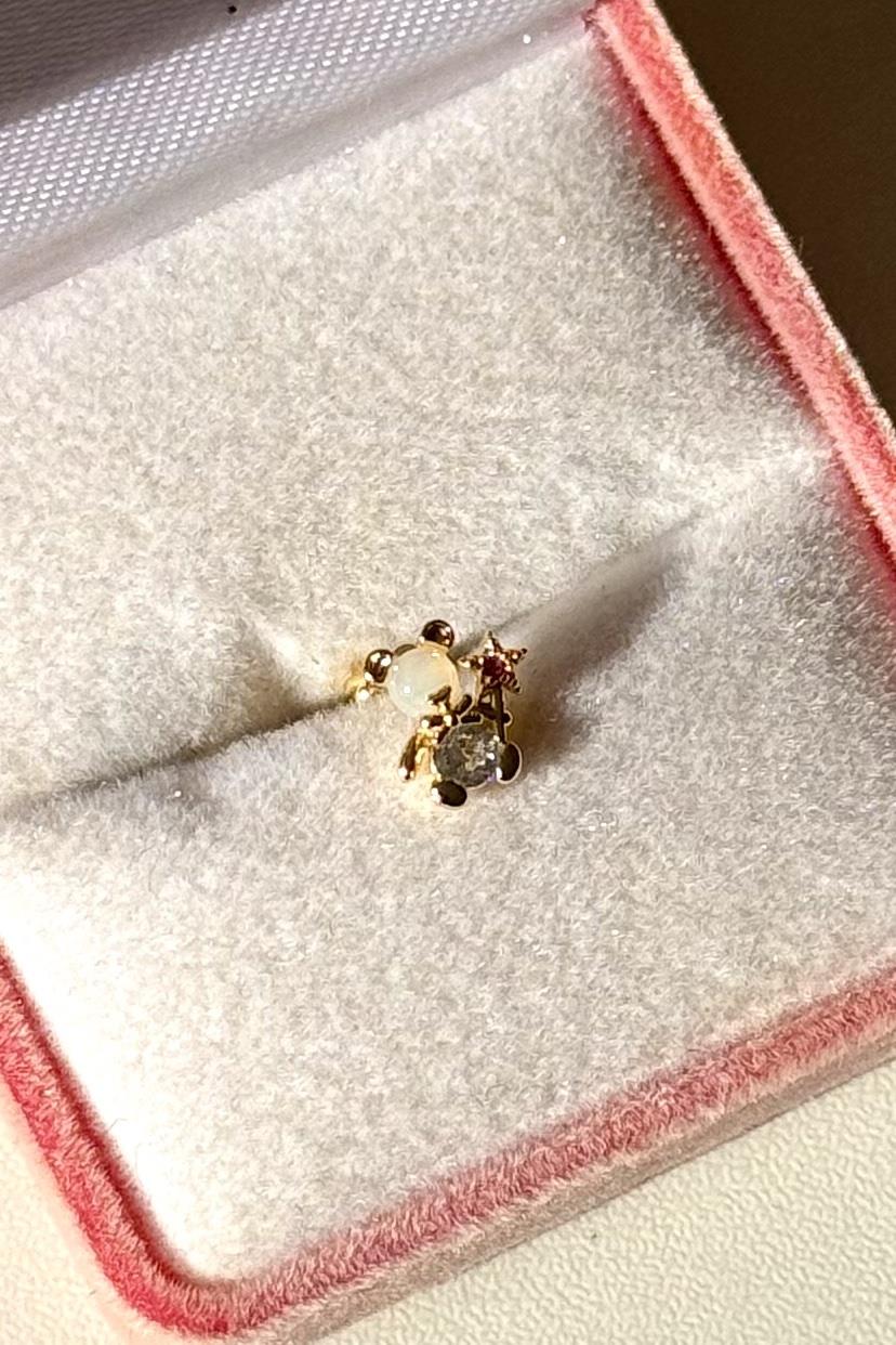 Taşlı Pembe Ayıcık Piercing Cerrahi Çelik