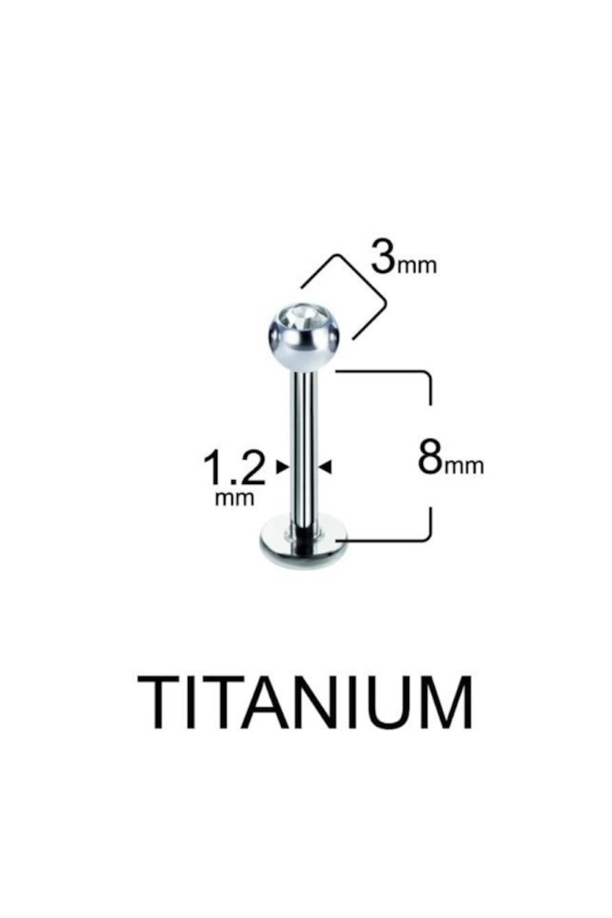 Tek Taş Titanyum Piercing 8 MM
