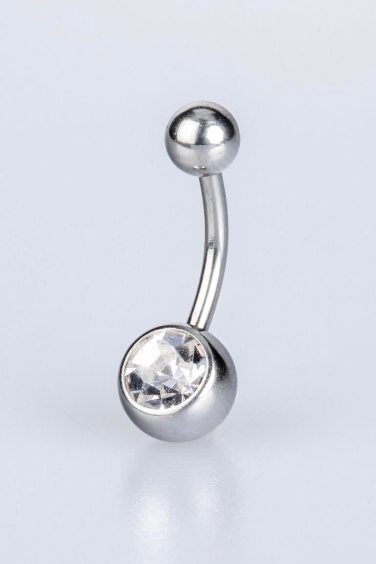 Tek Taş Top 10mmx1.6mm Çelik Göbek Piercing