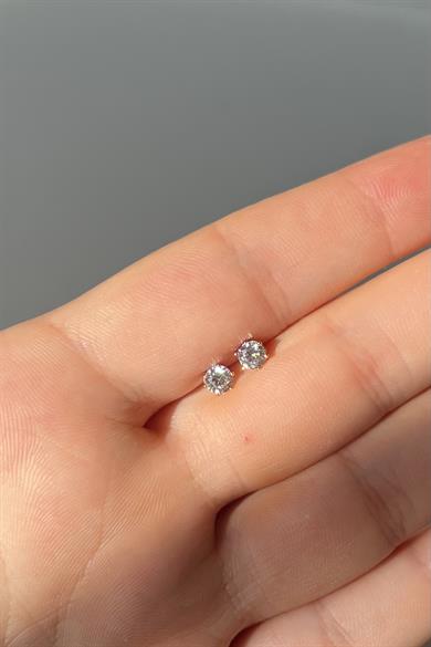 3 MM Tektaş Küpe Çifti | Çelik