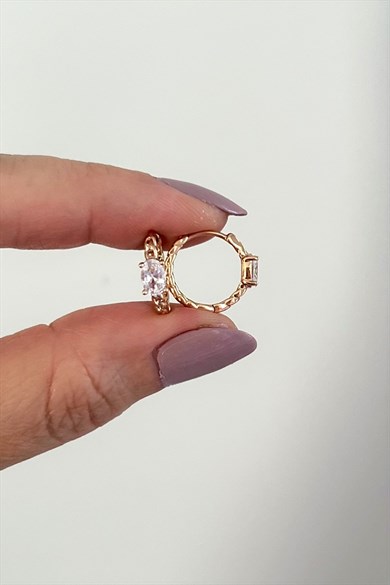 Baget Taşlı Vintage Halka Küpe Çifti | Çelik