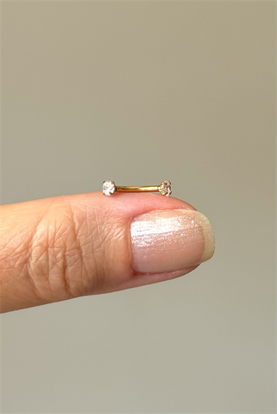 Cerrahi Çelik Rook Kaş Piercing 3mm Taş 8mm Bar