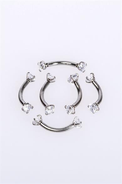 Cerrahi Çelik Rook Kaş Piercing 3mm Taş 8mm Bar