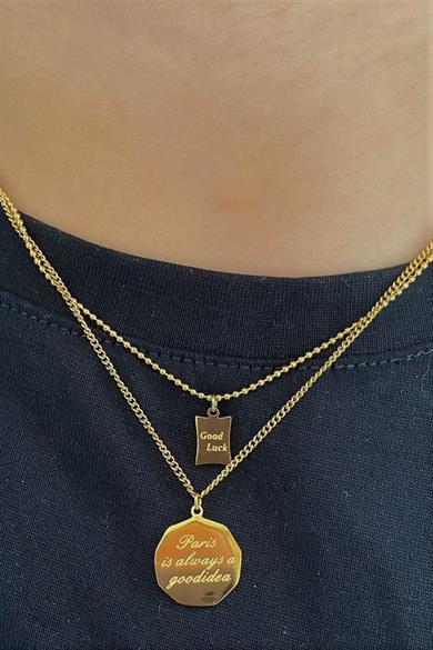 Çift Sıra Paris Kolye | Çelik