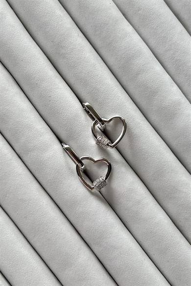 Kalp Charmlı Oval Küpe Çifti | Çelik