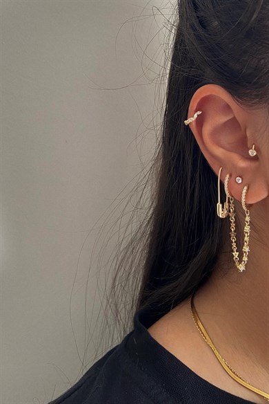 Kalpli Tragus Halka Piercing Altın | 925 Ayar Gümüş