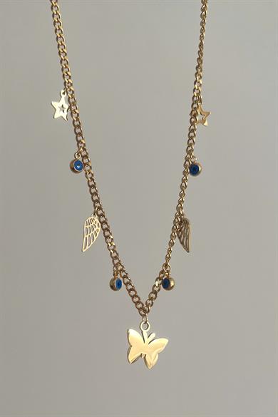 Kelebekli Charm Kolye | Çelik