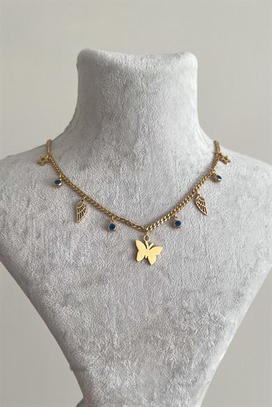 Kelebekli Charm Kolye | Çelik
