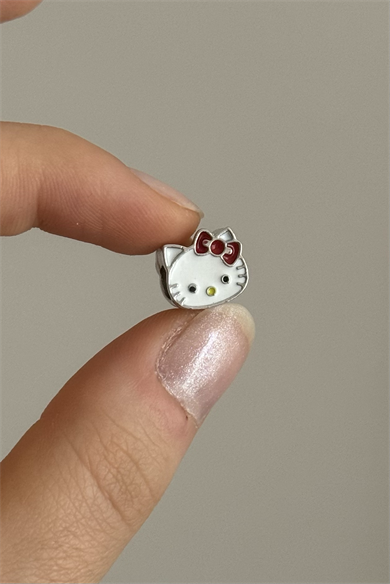 Kırmızı Hello Kitty Charm Gümüş Kaplama