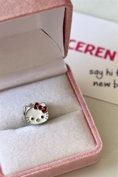 Kırmızı Hello Kitty Charm Gümüş Kaplama