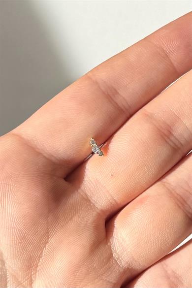 Mini 3 Taşlı Piercing Cerrahi Çelik