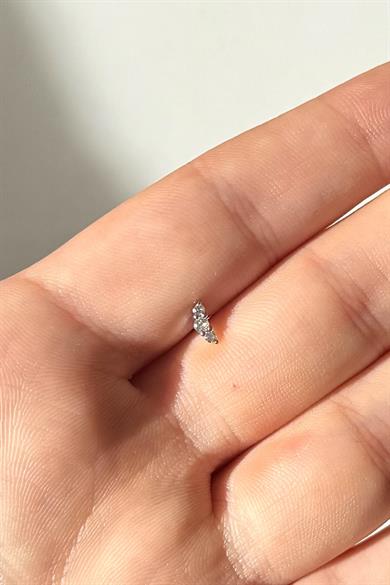 Mini 3 Taşlı Piercing Cerrahi Çelik