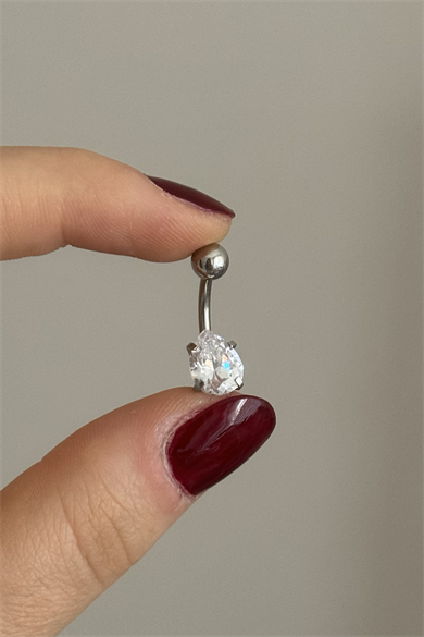 Mini Damla Taşlı Göbek Piercing 316L Cerrahi Çelik