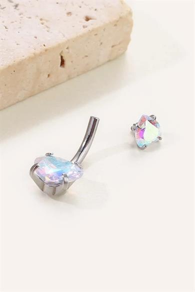 Mini Hologram Kalpli Göbek Piercing 316L Cerrahi Çelik