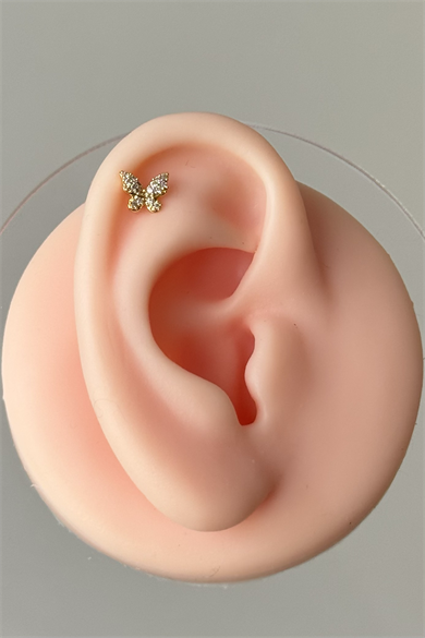 Mini Taşlı Kelebek Piercing Cerrahi Çelik
