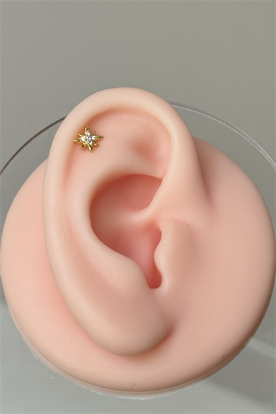Mini Taşlı Yıldız Piercing Cerrahi Çelik