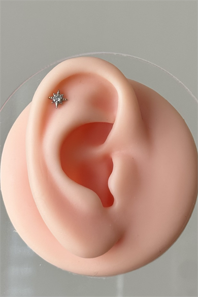 Mini Taşlı Yıldız Piercing Cerrahi Çelik