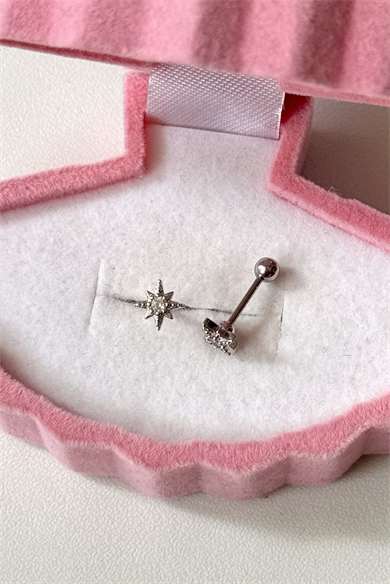 Mini Taşlı Yıldız Piercing Cerrahi Çelik