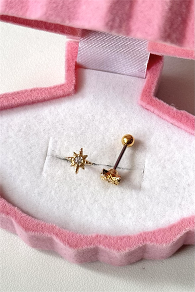Mini Taşlı Yıldız Piercing Cerrahi Çelik