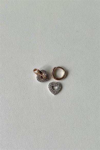 Minicik Kalp Charmlı Tragus Küpe/Piercing Çifti | Çelik