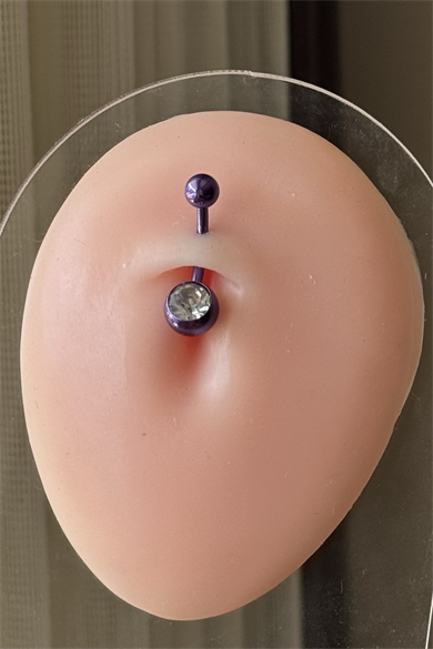 Mor Çelik Taş Top Göbek Piercing