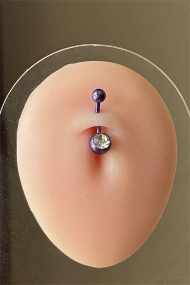 Mor Çelik Taş Top Göbek Piercing