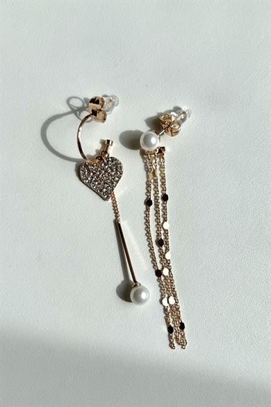 Pearly Heart Küpe Çifti | Çelik