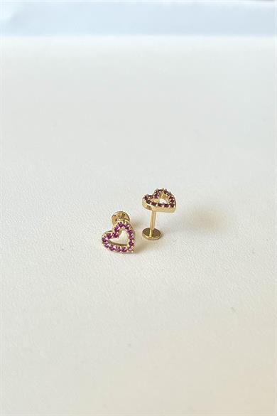 Pembe Kalp Piercing | Cerrahi Çelik
