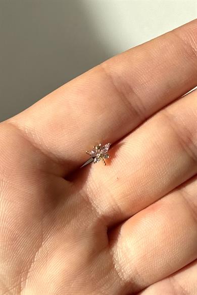 Pembe Taşlı Yusufçuk Piercing Cerrahi Çelik