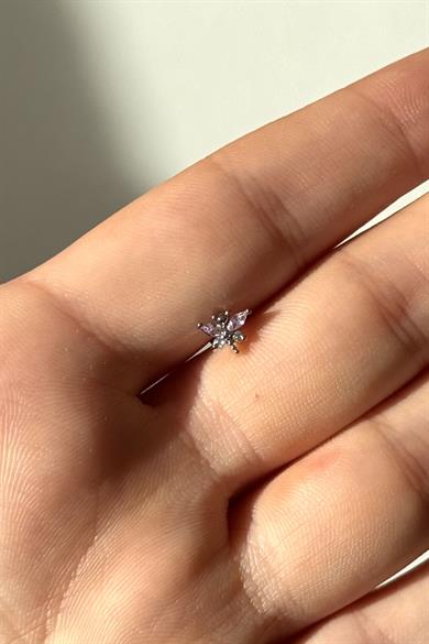 Pembe Taşlı Yusufçuk Piercing Cerrahi Çelik