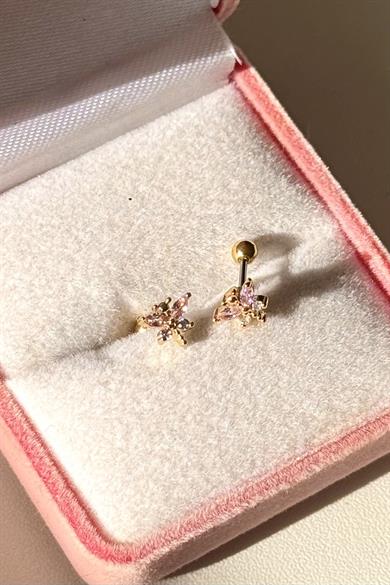 Pembe Taşlı Yusufçuk Piercing Cerrahi Çelik
