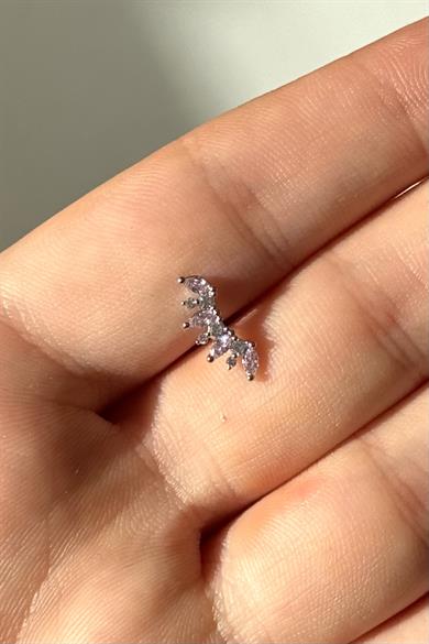 Pembe Uzun Kanat Piercing Cerrahi Çelik
