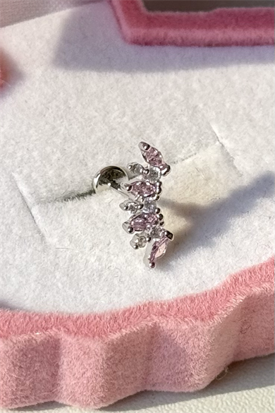 Pembe Uzun Kanat Piercing Cerrahi Çelik