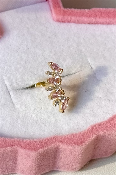 Pembe Uzun Kanat Piercing Cerrahi Çelik