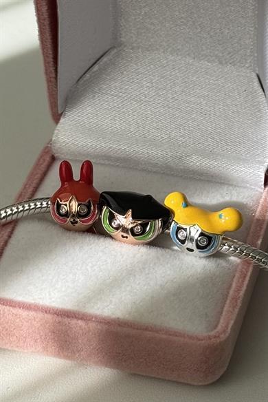 Powerpuff Girls Bubbles Charm 925 Ayar Gümüş
