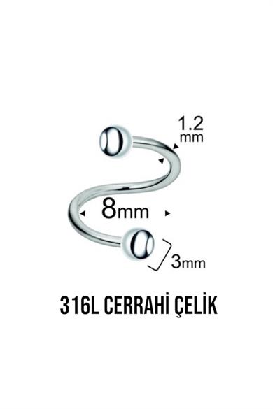 Spiral Kıvrımlı 8 MM Piercing Adet 316L Cerrahi Çelik
