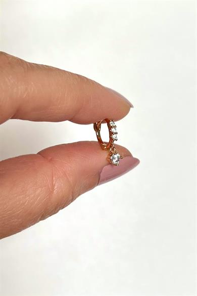 Taş Sallantılı Tekli Küpe/Piercing | Çelik