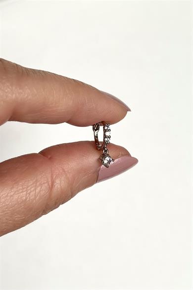 Taş Sallantılı Tekli Küpe/Piercing | Çelik