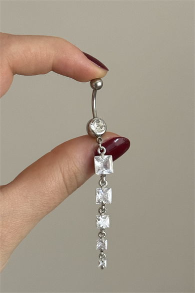 Taşlar Sallantılı Göbek Piercing 316L Cerrahi Çelik
