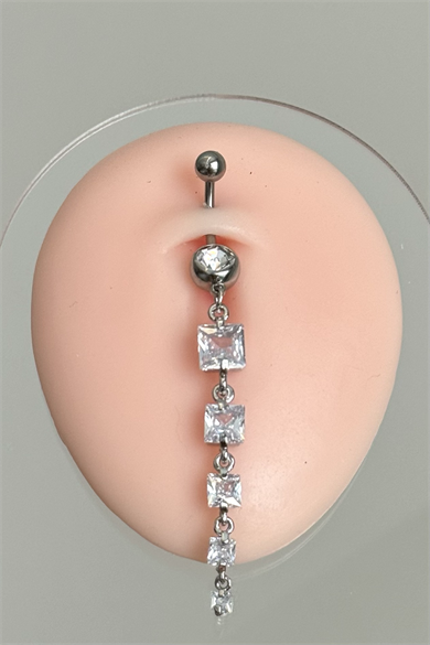 Taşlar Sallantılı Göbek Piercing 316L Cerrahi Çelik