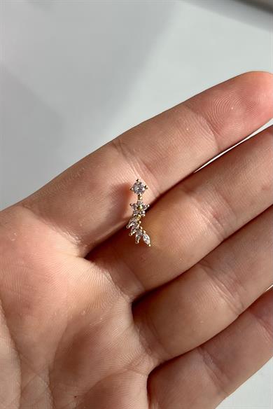 Taşlı Çiçekli Piercing | Cerrahi Çelik