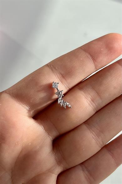 Taşlı Çiçekli Piercing | Cerrahi Çelik