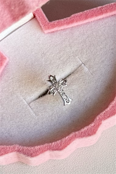 Taşlı Haç Piercing Cerrahi Çelik