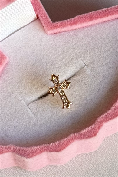 Taşlı Haç Piercing Cerrahi Çelik