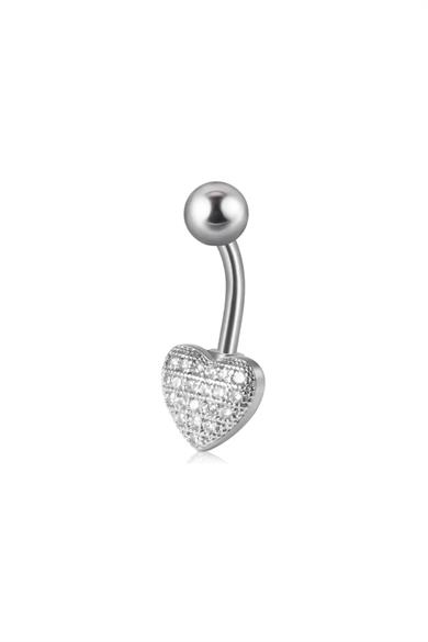 Taşlı Kalp Göbek Piercing | Cerrahi Çelik