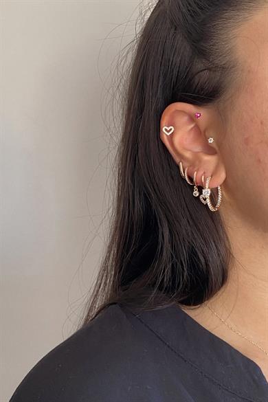 Taşlı Kalp Piercing | Cerrahi Çelik
